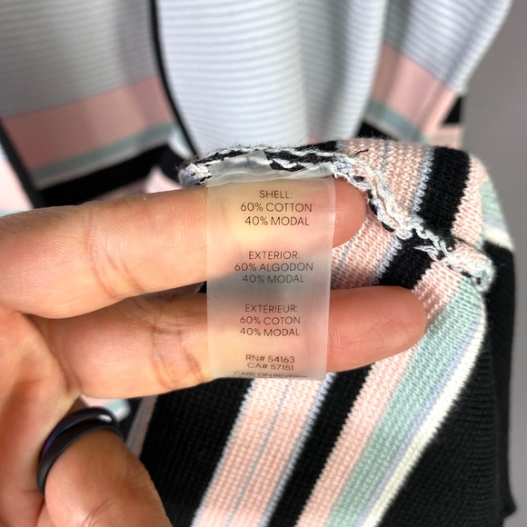 Calvin Klein Women Multicolor Stripe Long Sleeves Open Front Colorblock … - Picture 8 of 9